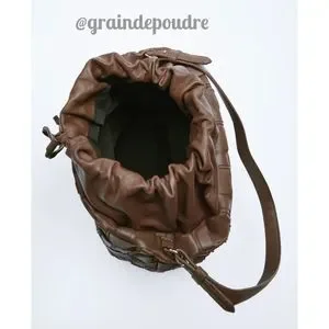 【ZARA】GRAINED EFFECT LEATHER BUCKET BAG / Chocolate Zara Burgundy Bucket Bag / BackPack. | eBay